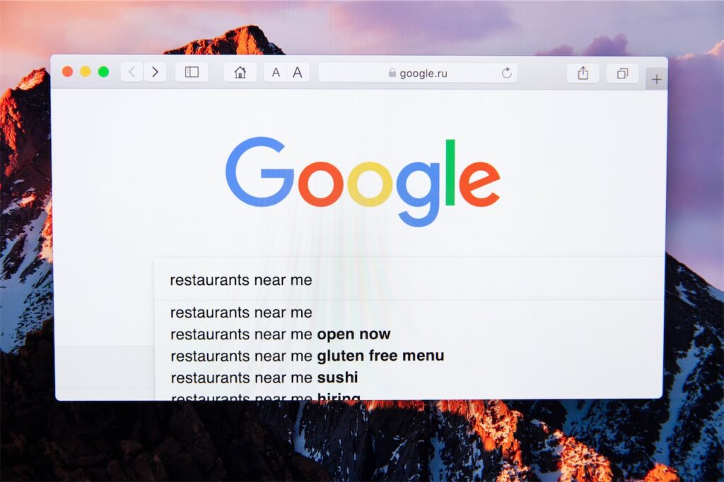 Computer search for restaurant near me